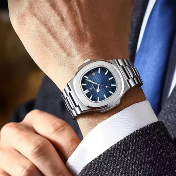 AUREX Square One – Montre Carrée Homme Luxe en Acier Étanche