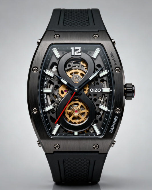 Men's Automatic Watch – AURION Edition, Luxury Tonneau in Stainless Steel & Sapphire Glass